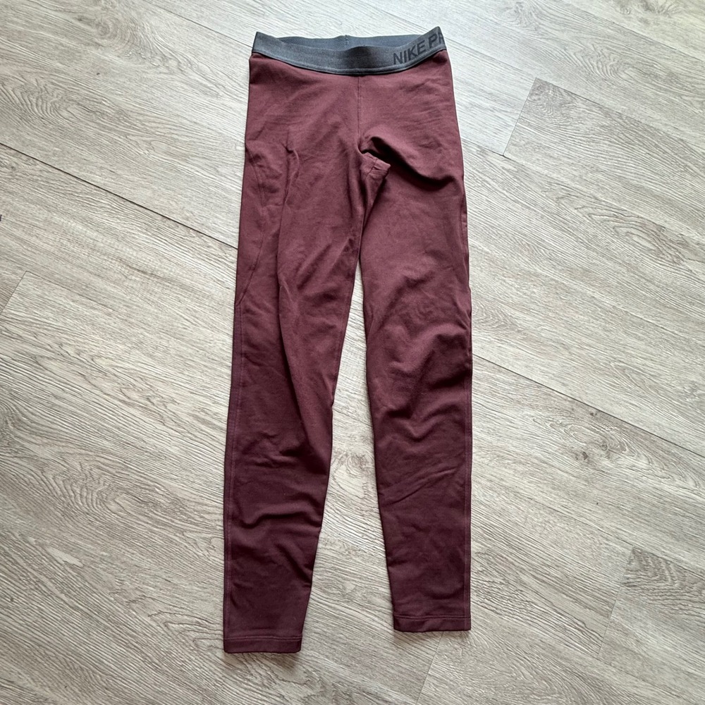 Nike Pro Dri-FIT Leggings Burgundy Maroon Training Tights 932078-652 Women Small